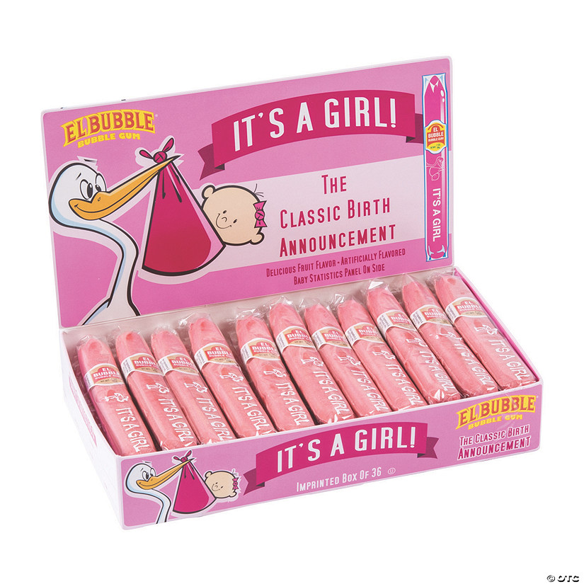 El Bubble<sup>&#174;</sup> It&#8217;s A Girl Pink Bubble Gum Cigars - 36 Pc. Image