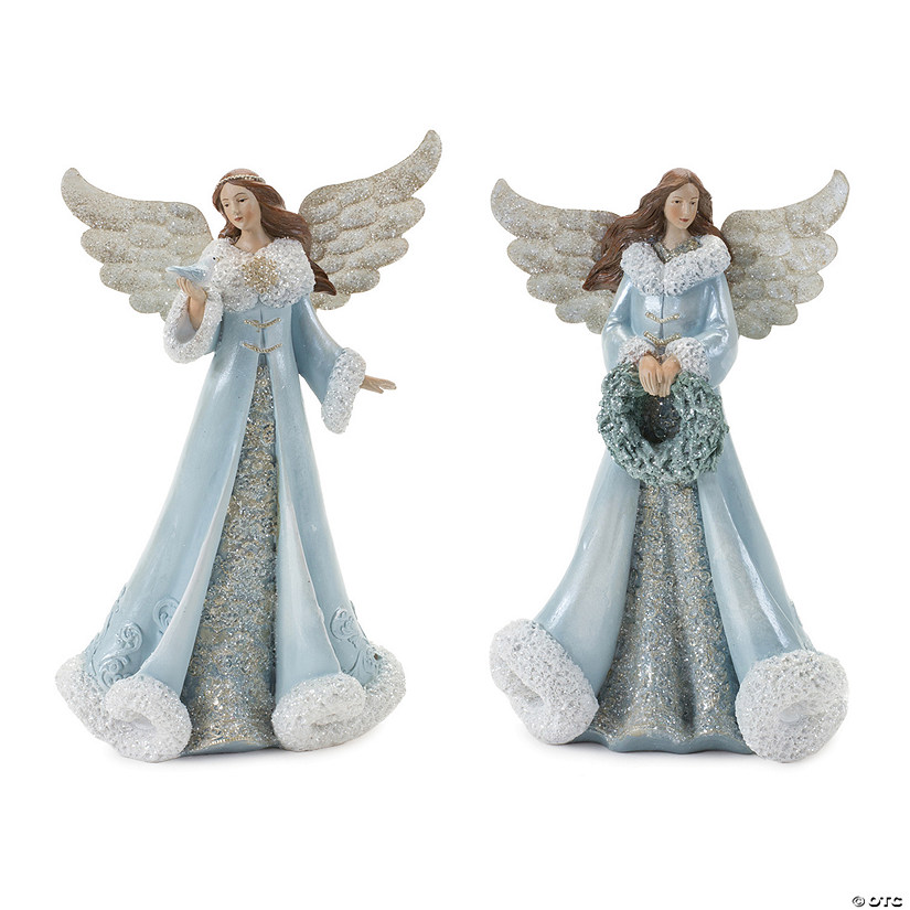 Elegant Winter Angel Figurine (Set Of 2) 10.5"H Resin Image