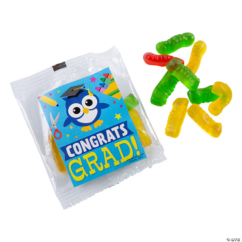 Elementary Graduation Gummy Worm Handout - 18 Pc. Image