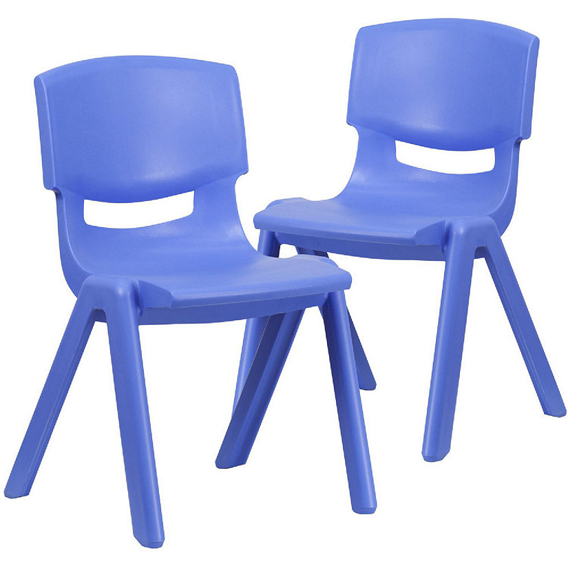 Emma + Oliver 2 Pack Blue Plastic Stackable School Chair with 15.5"H Seat Image