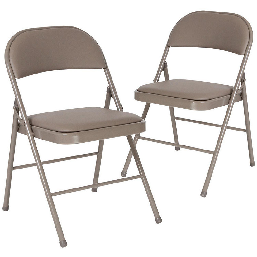 Emma + Oliver 2 Pack Double Braced Gray Vinyl Folding Chair Image