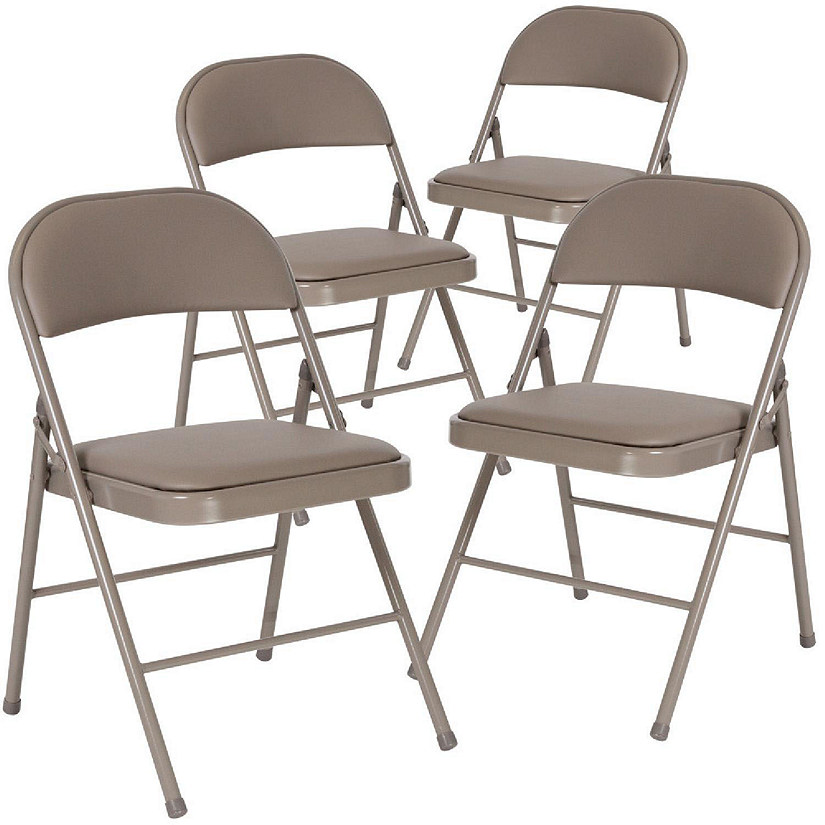 Emma + Oliver 4 Pack Double Braced Gray Vinyl Folding Chair Image