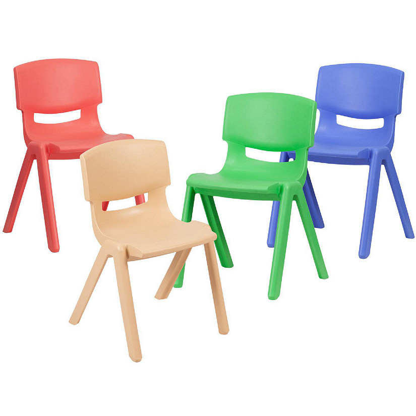 Emma + Oliver 4 Pack Plastic Stackable K-2 School Chair with 13.25"H Seat, Assorted Colors Image