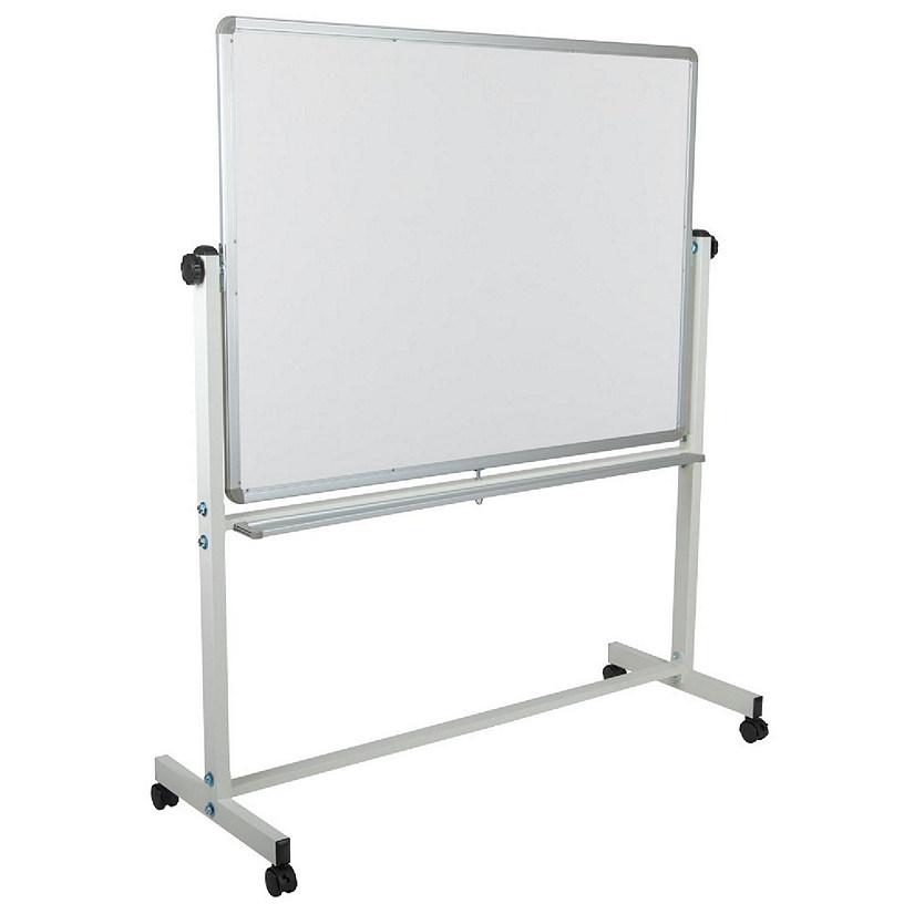 Emma + Oliver 53"W x 62.5"H Double-Sided Mobile White Board with Pen Tray Image