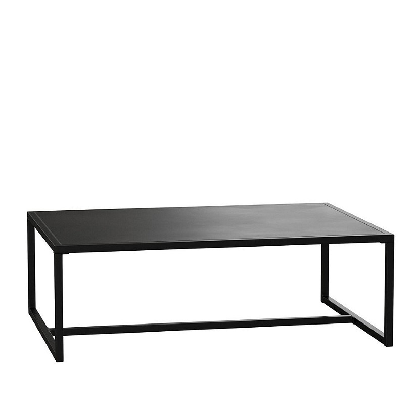 Emma + Oliver All-Weather Commercial Grade Indoor/Outdoor Steel Patio Coffee Table in Black Image