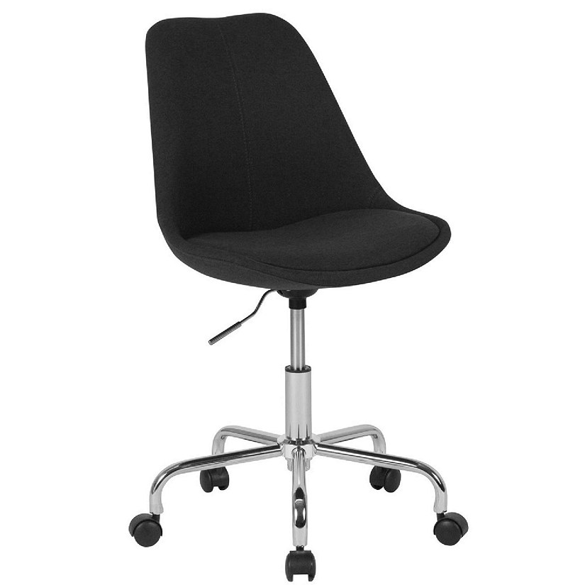Emma + Oliver Aurora Series Mid-Back Black Fabric Task Office Chair with Pneumatic Lift and Chrome Base Image