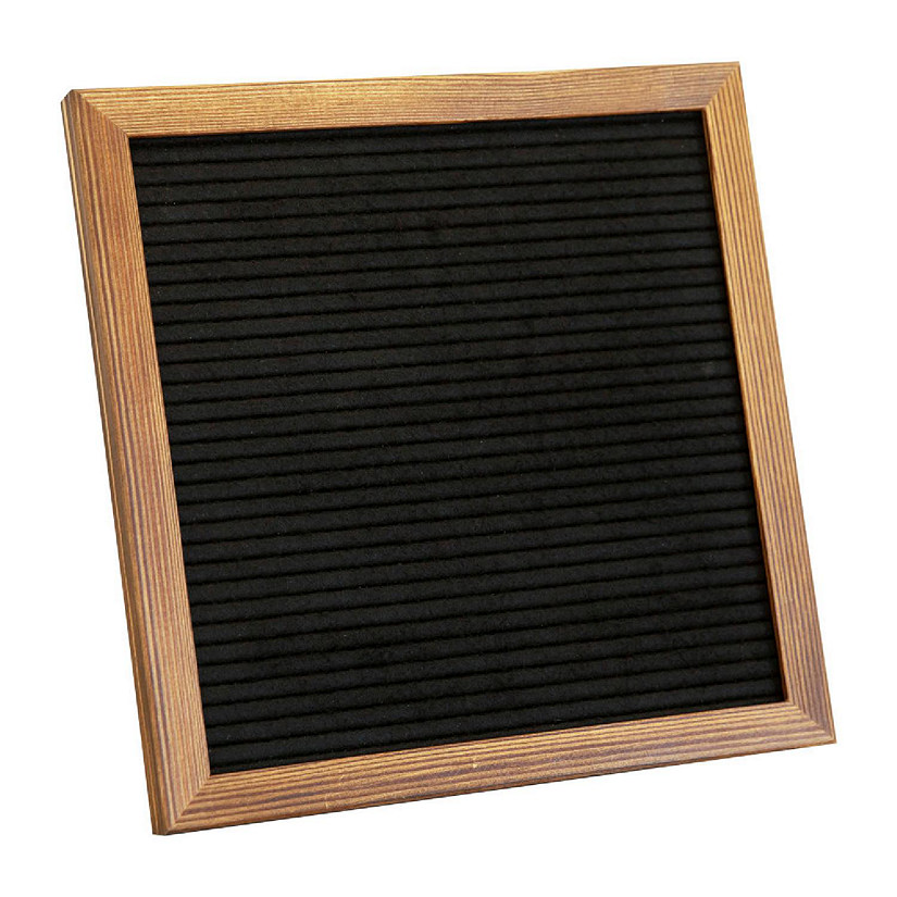 Emma + Oliver Bette Torched Wood 10"x10" and Black Felt Letter Board Set with 389 Letters Including Numbers, Symbols, Icons and a Canvas Carrying Case Image