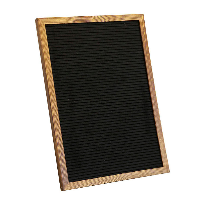 Emma + Oliver Bette Torched Wood 12"x17" and Black Felt Letter Board Set with 389 Letters Including Numbers, Symbols, Icons and a Canvas Carrying Case Image