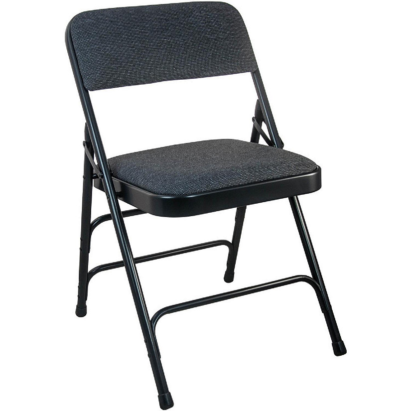 Emma + Oliver Black Padded Metal Folding Chair - Black 1-in Fabric Seat Image
