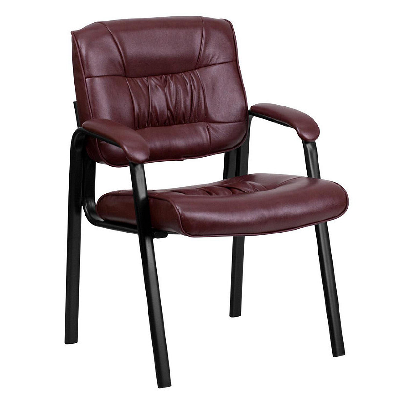 Emma + Oliver Burgundy LeatherSoft Executive Reception Chair with Black Metal Frame Image