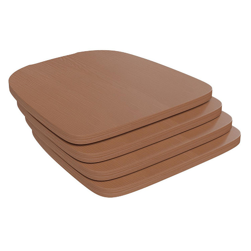 Emma + Oliver Carew All-Weather Polyresin Seat - Teak Finish - Attaches in 10 Minutes or Less with Included Hardware - Set of 4 Image
