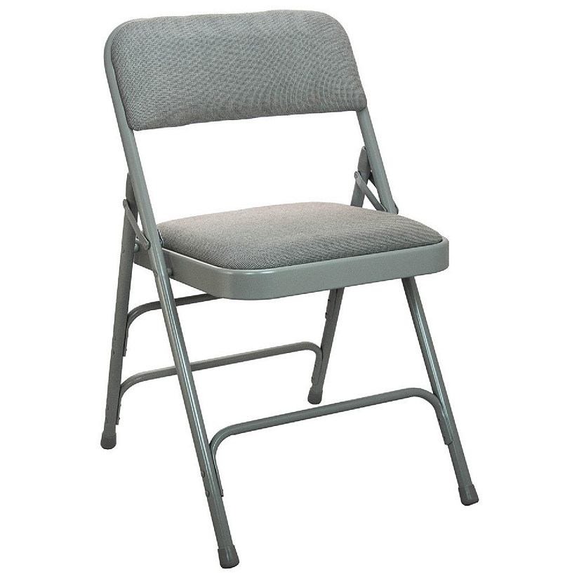 Emma + Oliver Grey Padded Metal Folding Chair - Grey 1-in Fabric Seat Image
