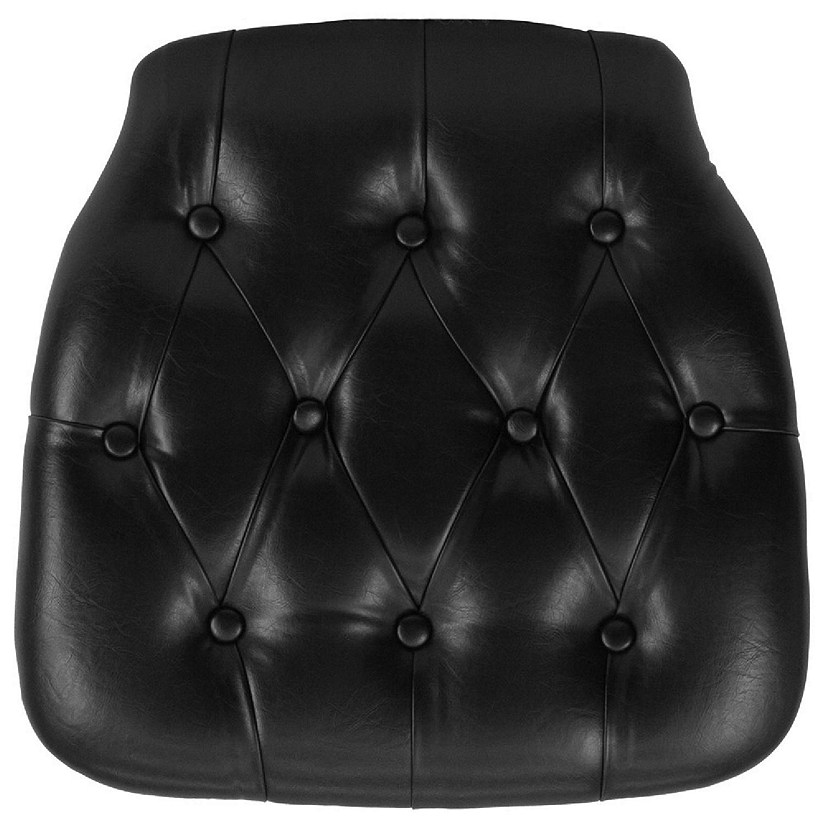 Emma + Oliver Indoor Hard Black Tufted Vinyl Chiavari/Dining Chair Cushion Image