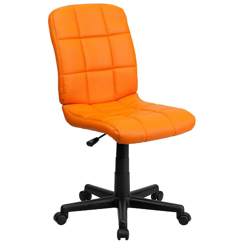 Emma + Oliver Mid-Back Orange Quilted Vinyl Swivel Task Office Chair Image