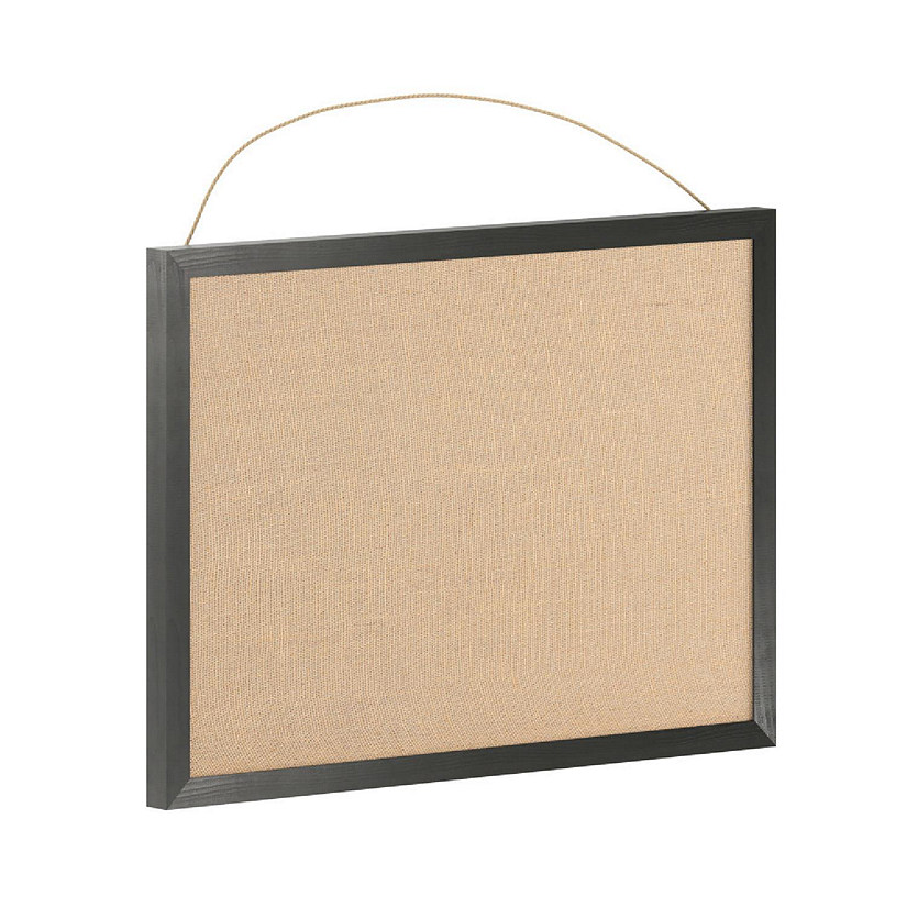 Emma + Oliver Wall Mount Linen Board with Solid Pine Frame and Wooden Push Pins, 20" x 30", Black Image