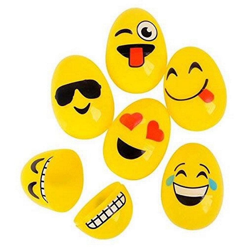 Emoticon Plastic Easter Egg Hunt 12-count Set Emoji Faces Image
