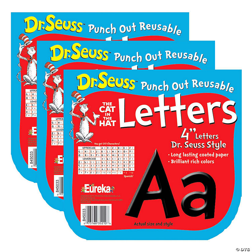 Eureka Dr. Seuss Black Deco 4" Letters, 217 Per Pack, 3 Packs Image