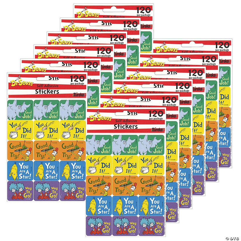 Eureka Dr. Seuss Success Stickers, 120 Per Pack, 12 Packs Image