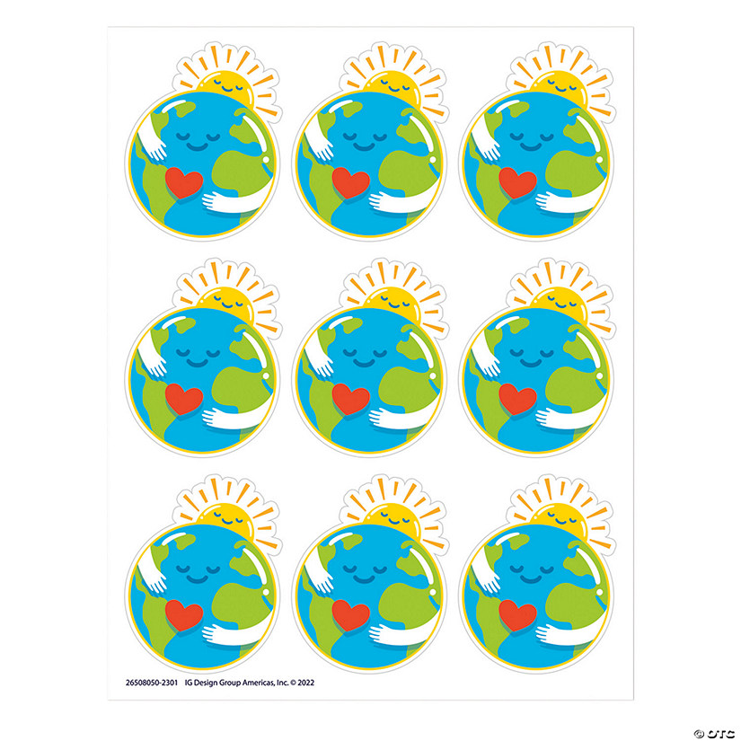 Eureka Earth Giant Stickers, 36 Per Pack, 12 Packs Image