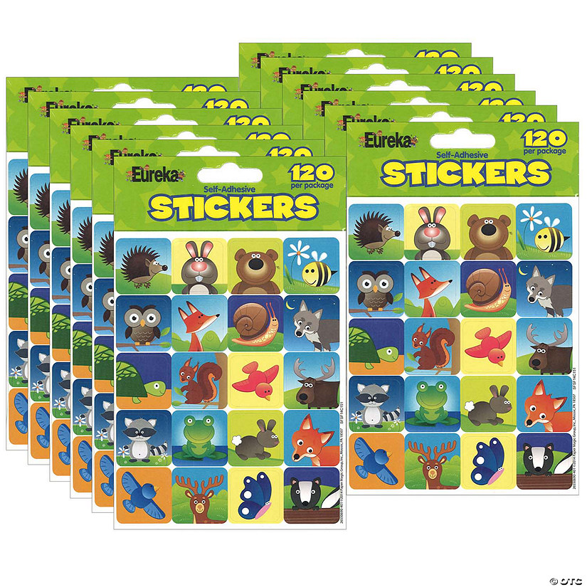 Eureka Woodland Creatures Theme Stickers, 120 Per Pack, 12 Packs Image