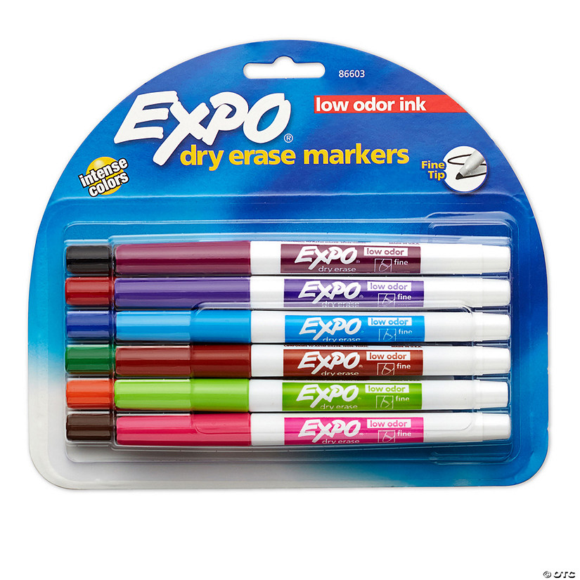 EXPO Low Odor Dry Erase Marker, Fine Point, Assorted, Pack of 12 Image