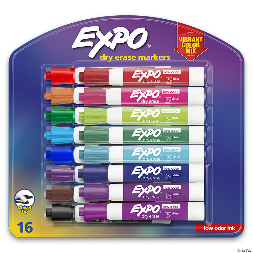 EXPO Low Odor Dry Erase Markers, Chisel Tip, Vibrant Colors, 16 Count Image
