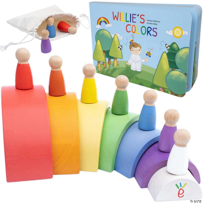 Extasticks Willie's Rainbow World Wooden Arches And Peg Dolls Set With Book Image