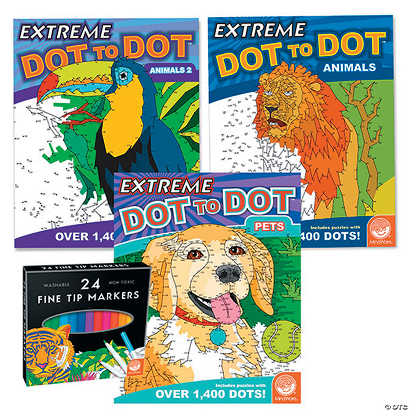 Extreme Dot to Dot: Animal Favorites Set of 3 with FREE MARKERS Image