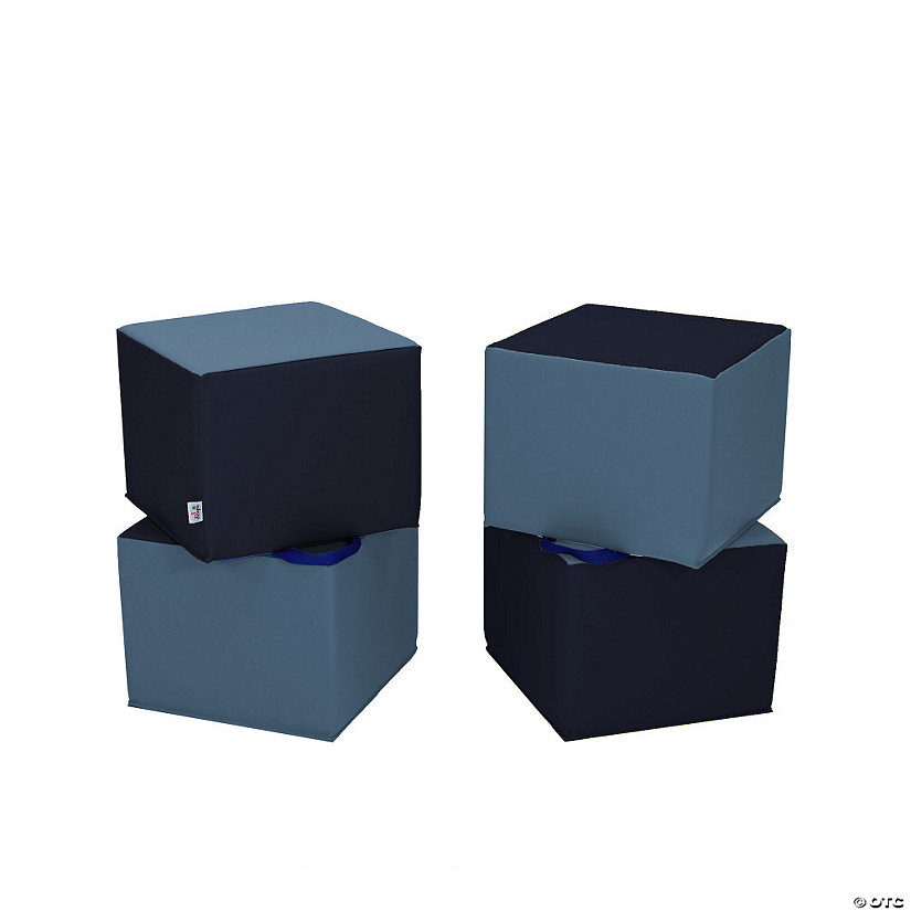 Factory Direct Partners Softscape Carry Me Cube Cushions, 4-Pack - Navy/Powder Blue Image