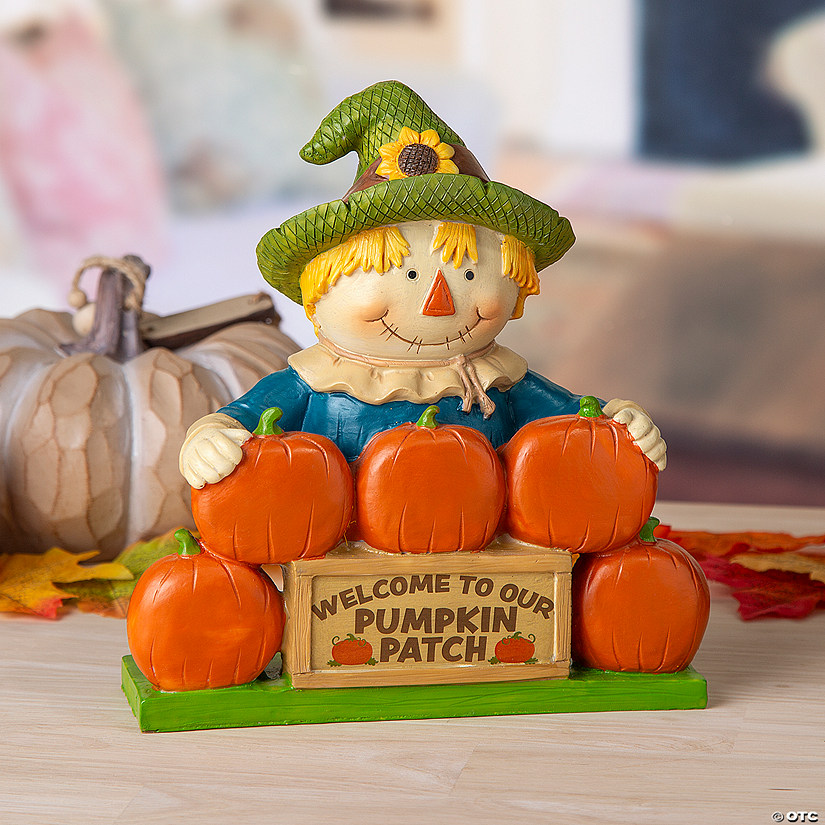 Fall Scarecrow with Pumpkins Tabletop Decoration Image