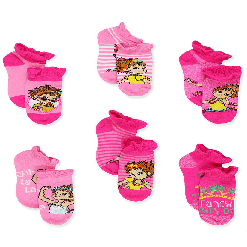 Fancy Nancy Toddler Girls 6 pack Socks (Shoe: 7-10 (Sock: 4-6), Pink No Show) Image