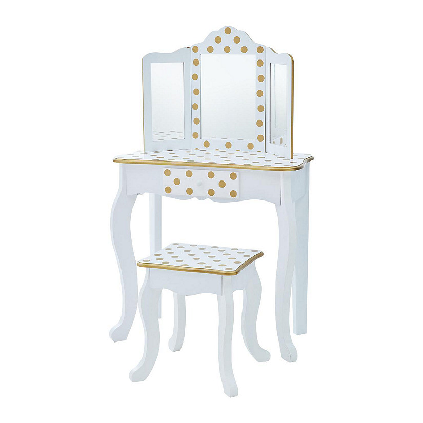 Fantasy Fields - Fashion Polka Dot Prints Gisele Play Vanity Set - White / Gold Image
