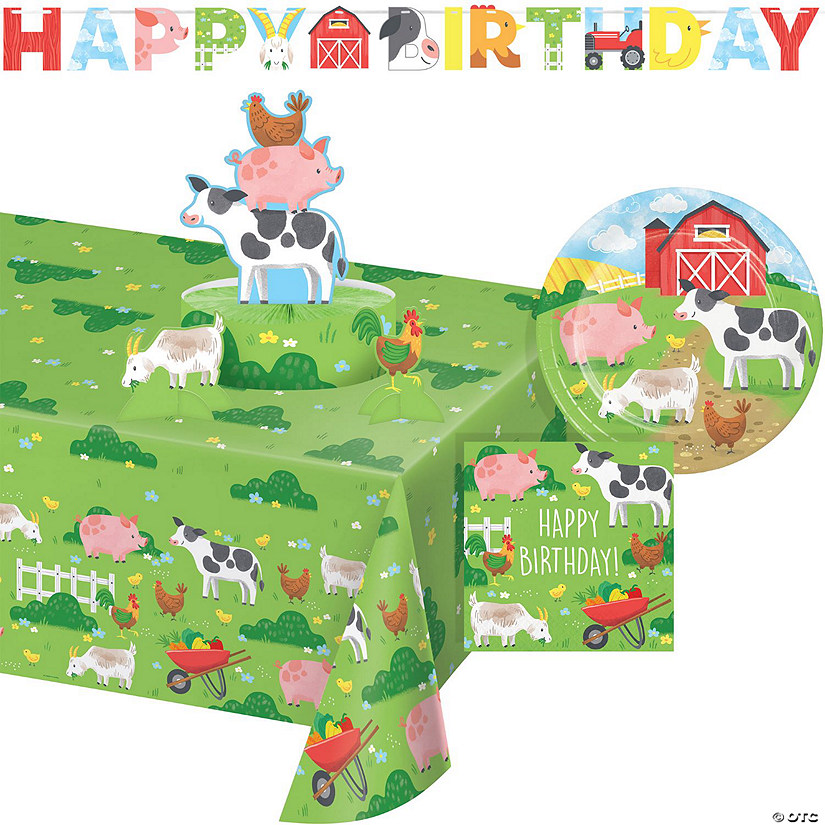 Farm Animals Party DeluPropere Tableware and Decorations Kit Image