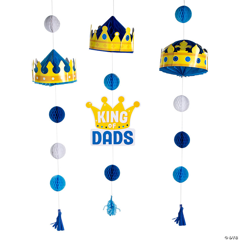 Father&#8217;s Day Crowns Tissue Paper Hanging Decorations - 3 Pc. Image