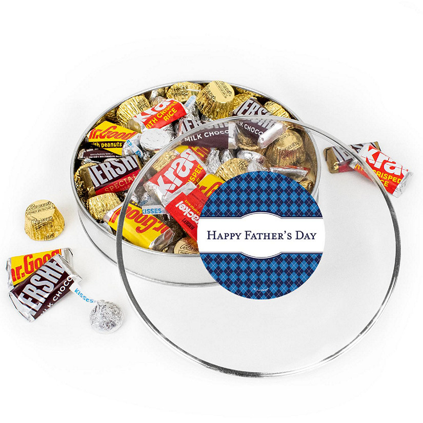 Father's Day Chocolate Gift Tin - Plastic Tin with Candy Hershey's Kisses, Hershey's Miniatures & Reese's Peanut Butter Cups  By Just Candy Image