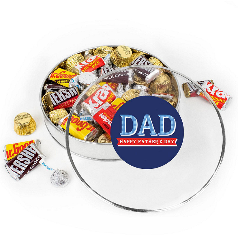 Father's Day Chocolate Gift Tin - Plastic Tin with Candy Hershey's Kisses, Hershey's Miniatures & Reese's Peanut Butter Cups  By Just Candy Image