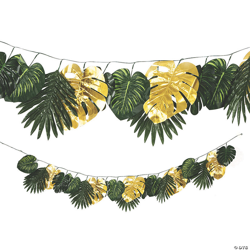 Faux Palm with Gold Accents Garland Image