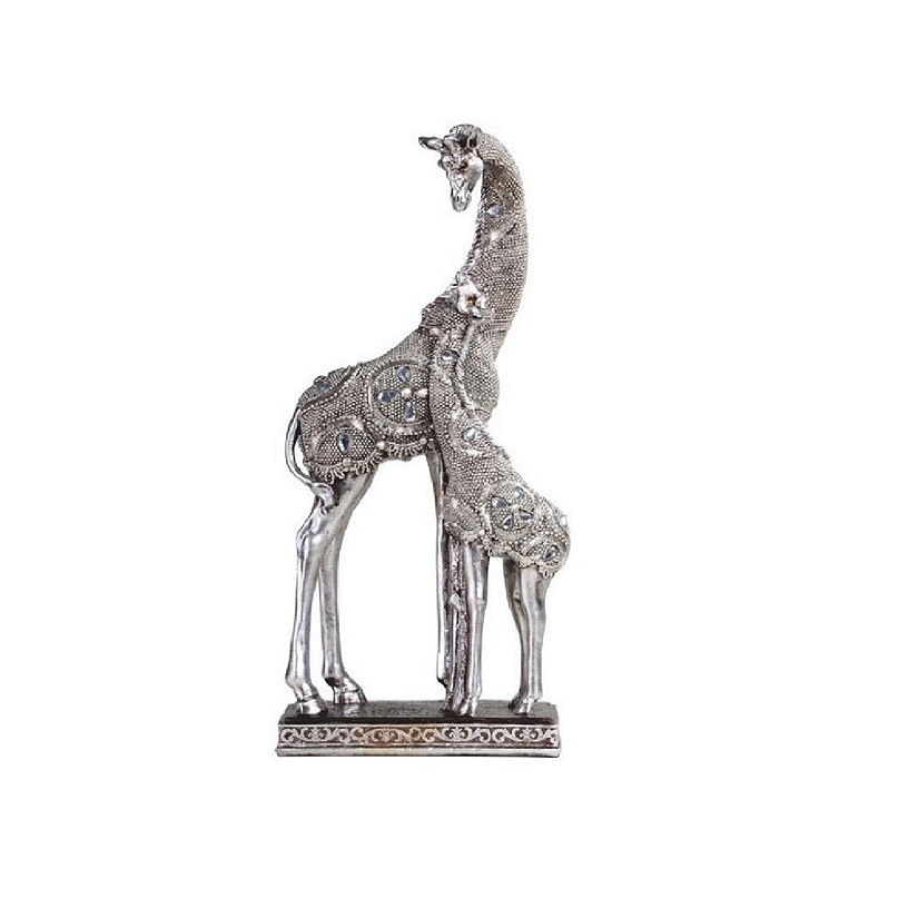 FC Design 14.75"H Giraffe with Cub Figurine in Silver Finish Image