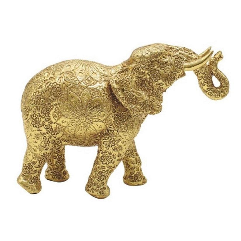 FC Design 15.5"W Gold Thai Elephant Statue Feng Shui Decoration Religious Figurine Image
