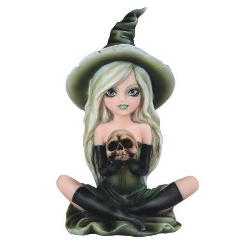 FC Design 6.5"H Green Witch Girl with Skull Statue Fantasy Decoration Figurine Image