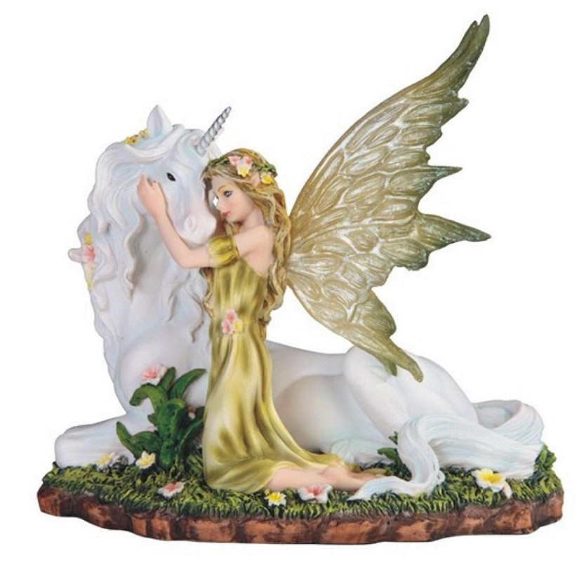 FC Design 7"W Green Fairy with Unicorn Statue Fantasy Decoration Figurine Image
