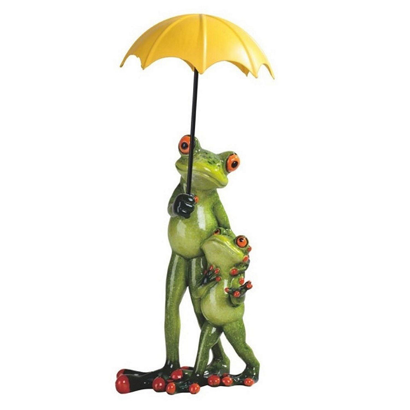 FC Design 8.75"H Tree Frog Family with Yellow Umbrella Figurine Image
