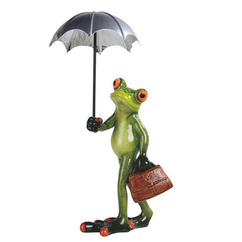 FC Design 8.75"H Tree Frog with Silver Umbrella and Briefcase Figurine Image