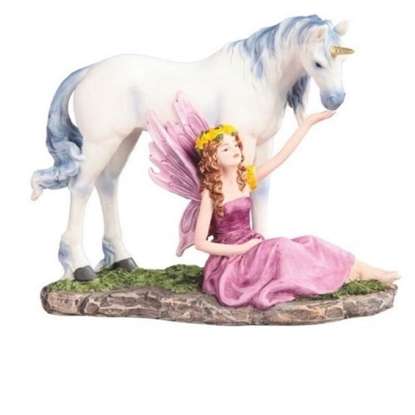 FC Design 9"W Fairy with Unicorn Statue Fantasy Decoration Figurine Image
