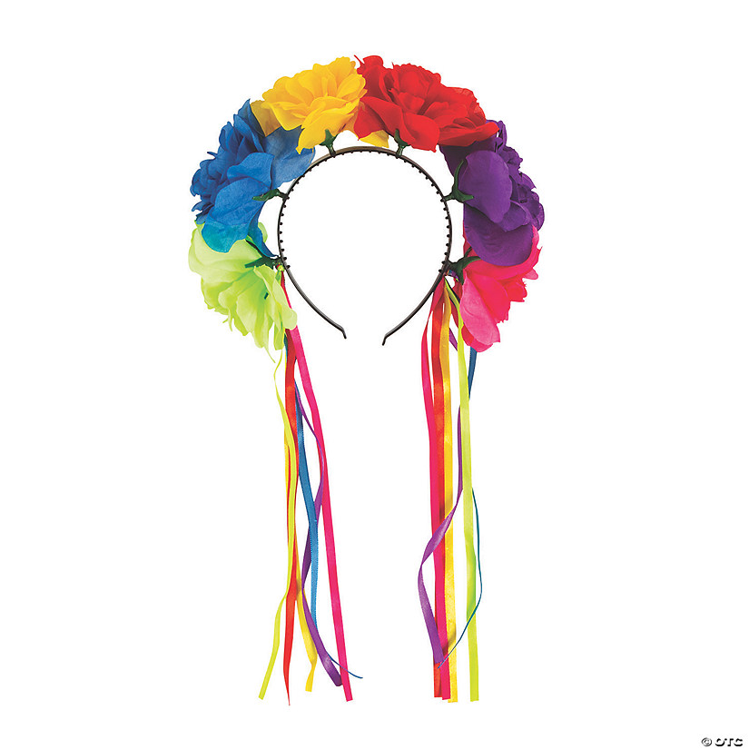 Fiesta Flower Ribbon Headbands - 6 Pc. Image