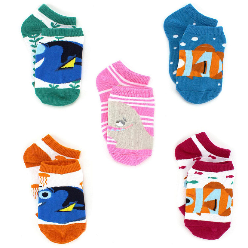Finding Dory Nemo Girls 5 pack Socks (Shoe: 10-4 (Sock: 6-8), Dory Friends Bold) Image
