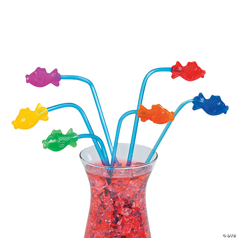 Fish BPA-Free Plastic Straws - 12 Pc. Image