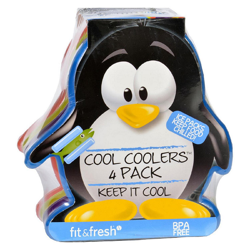 Fit and Fresh Ice Packs - Cool Coolers - Multicolored Penguin - 4 Count Image