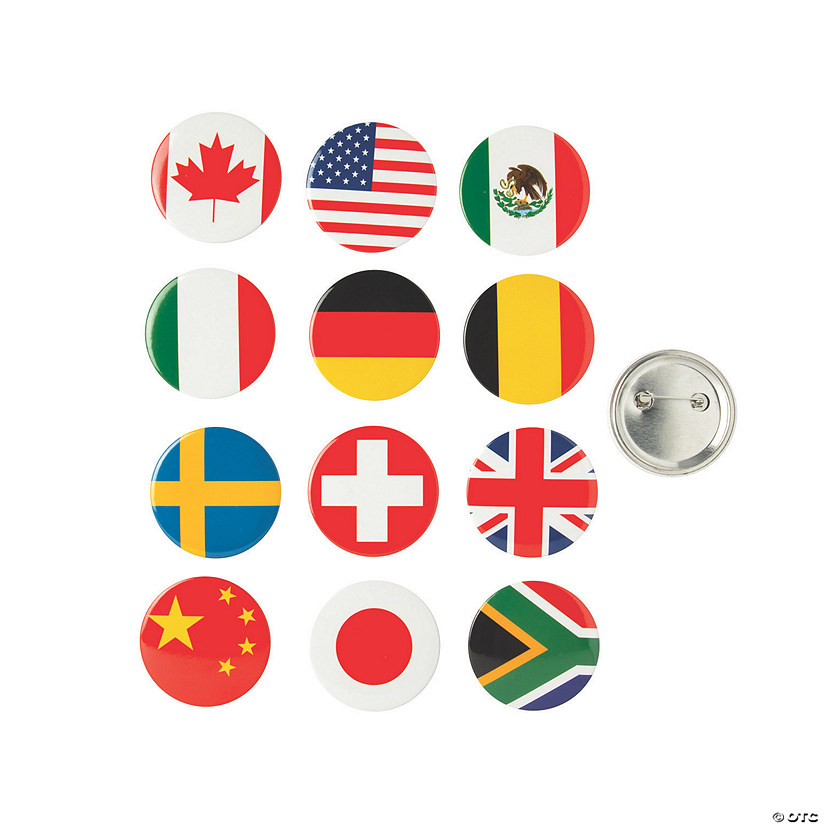 Flags of All Nations Buttons - 24 Pc. Image