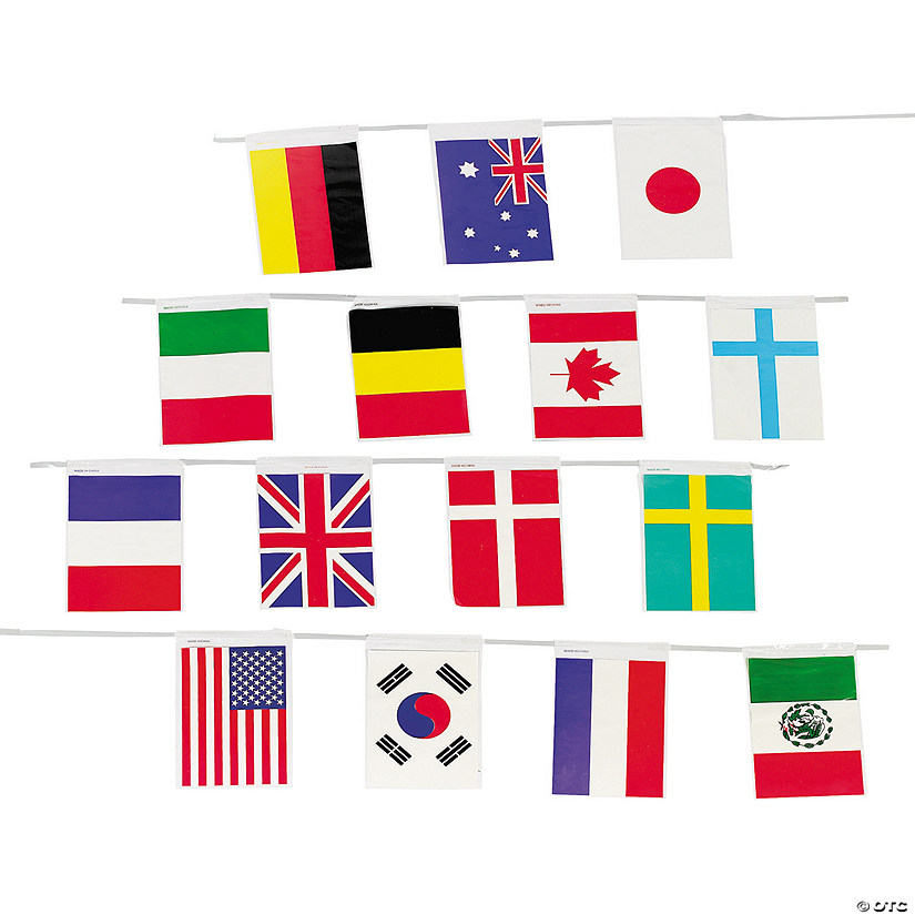 Flags of All Nations Plastic Pennant Banner Image